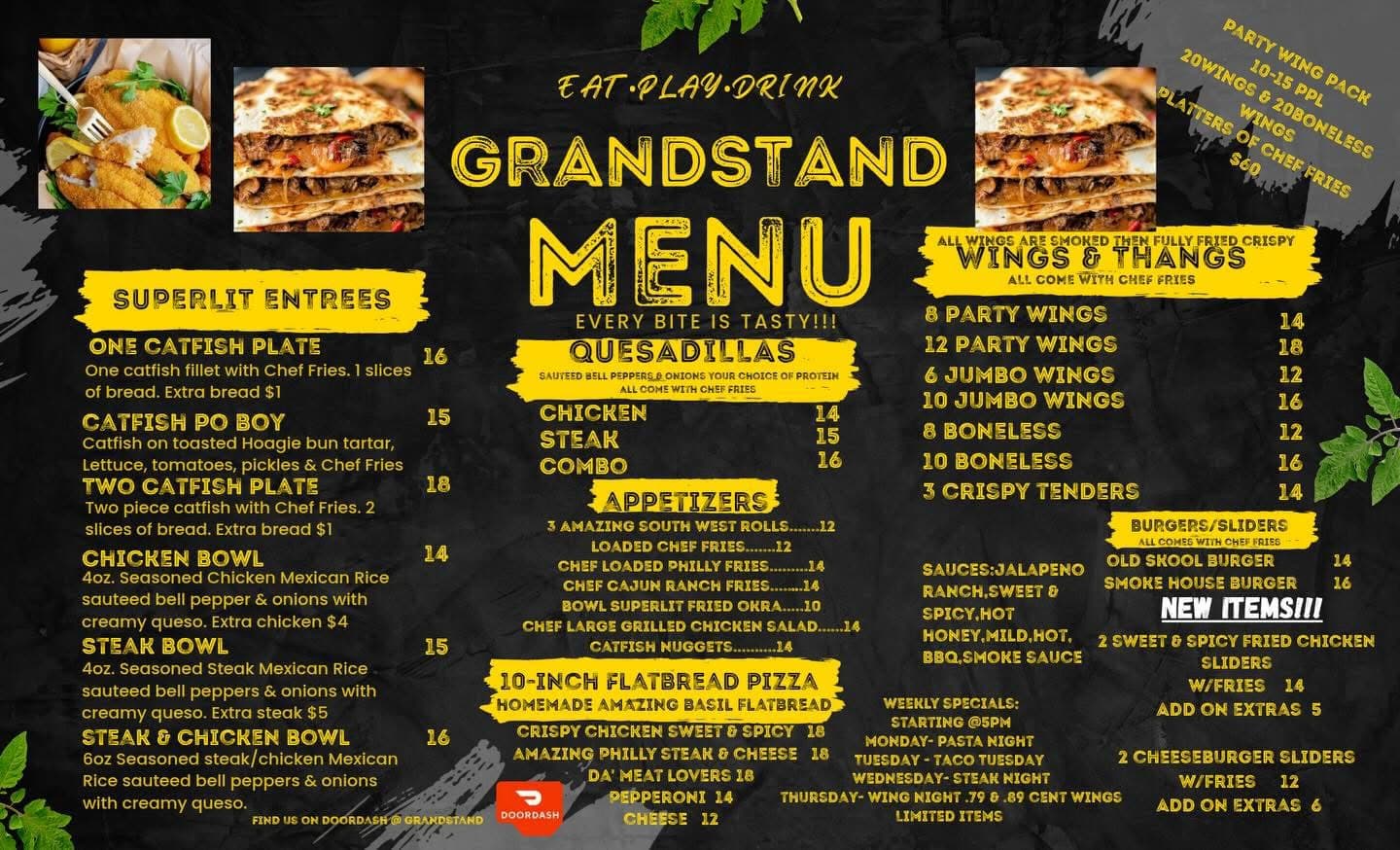 New Grandstand Menu